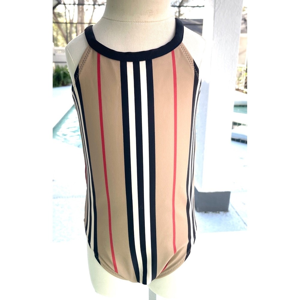 BURBERRY Baby Crina Icon Stripe Swim Bathing Suit Size 18 Months